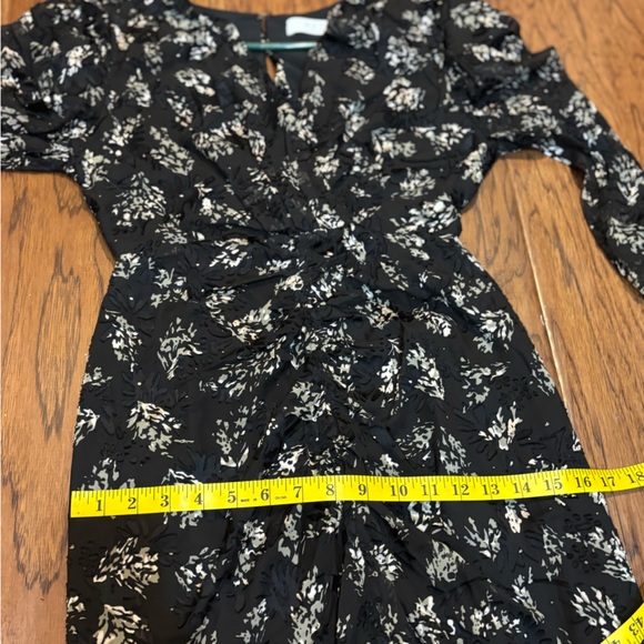 ASTR The Label Floral Burnout Ruched Mesh Midi Dress Black Ivory — Size Small - Picture 11 of 14